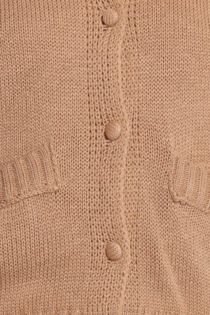 Roman Button Front Cardigan – Beige