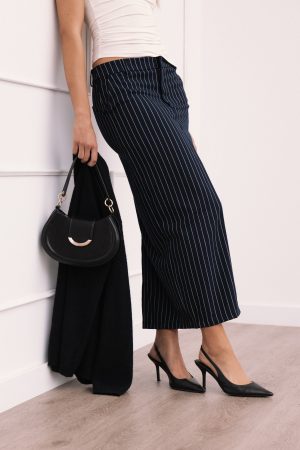 Ellory Midi Skirt – Navy Pinstripe
