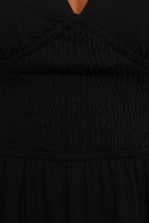 Ronnie Short Sleeve Midi Dress – Black