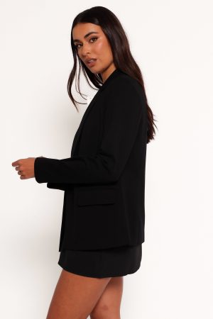 Ronny Open Front Knit Blazer – Black