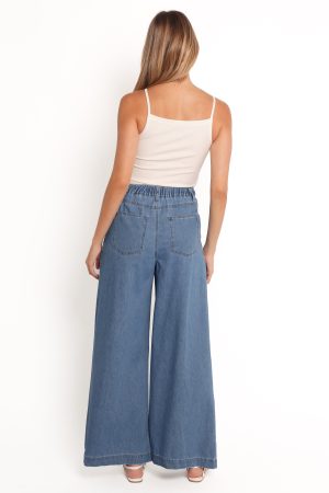Rosalee Chambray Wide Leg Pant – Medium Denim