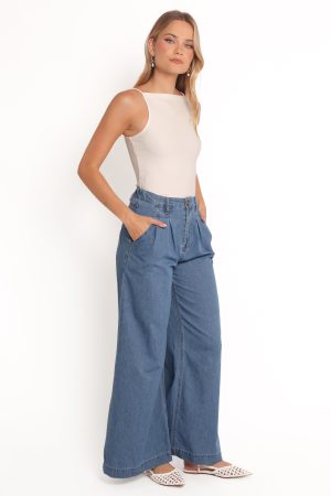 Rosalee Chambray Wide Leg Pant – Medium Denim