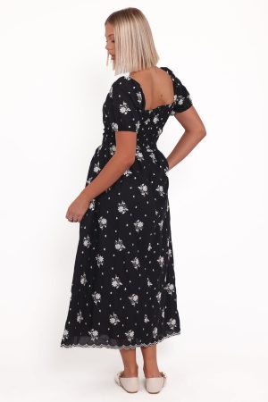 Rosemarie Midi Dress – Black Floral