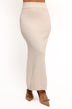 Rowee Boucle Knit Midi Skirt – White