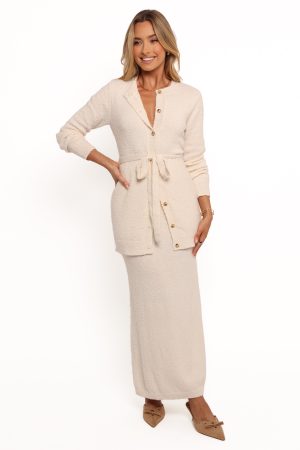 Rowee Boucle Knit Midi Skirt – White