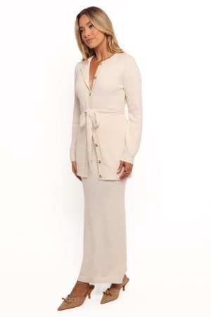 Rowee Boucle Knit Midi Skirt – White