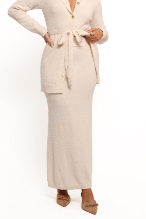 Rowee Boucle Knit Midi Skirt – White