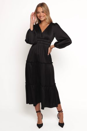 Rowen Long Sleeve Maxi Dress – Black