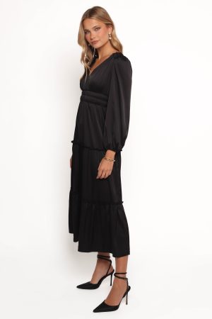 Rowen Long Sleeve Maxi Dress – Black