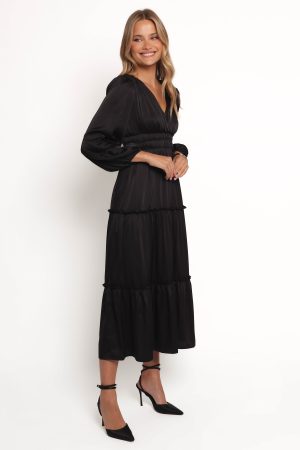 Rowen Long Sleeve Maxi Dress – Black