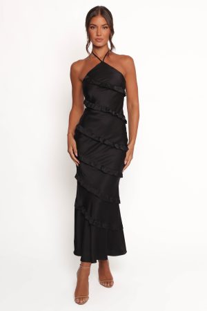 Roxanne Halterneck Maxi Dress – Black