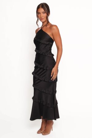 Roxanne Halterneck Maxi Dress – Black