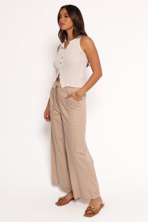 Sadie Wide Leg Pant – Oatmeal
