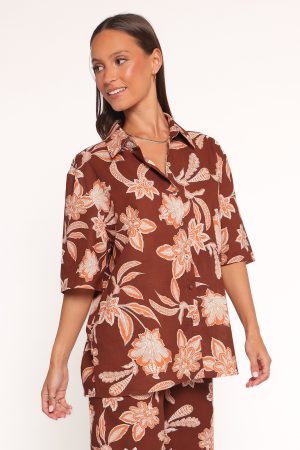 Samira Short Sleeve Shirt – Orange Floral
