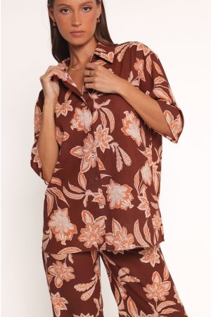 Samira Short Sleeve Shirt – Orange Floral