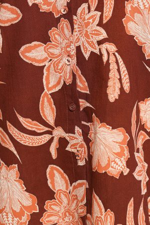 Samira Short Sleeve Shirt – Orange Floral
