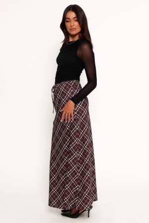 Sandra Midi Skirt – Brown Check