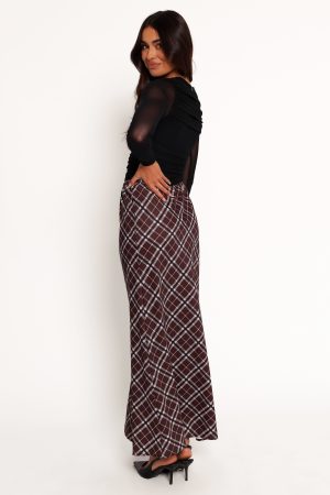 Sandra Midi Skirt – Brown Check
