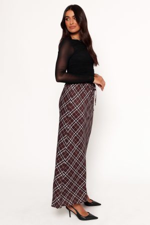 Sandra Midi Skirt – Brown Check