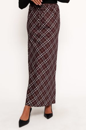 Sandra Midi Skirt – Brown Check