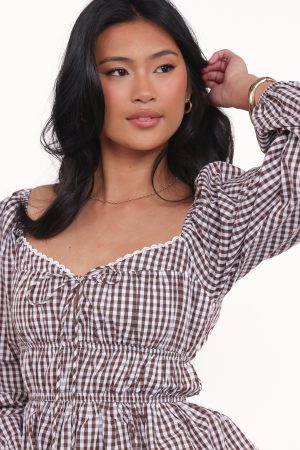 Saphia Top – Brown Gingham