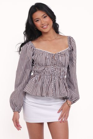Saphia Top – Brown Gingham