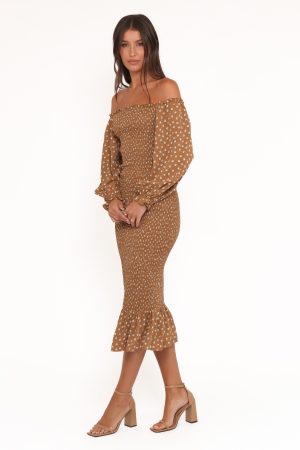 Sara Midi Dress – Brown Floral