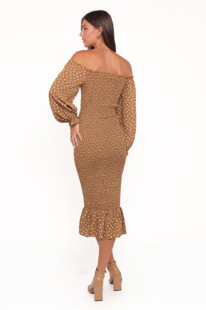 Sara Midi Dress – Brown Floral