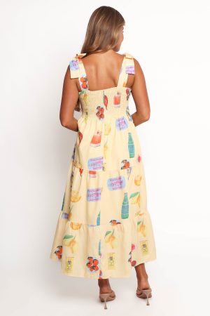 Sarelle Midi Dress – Yellow Pasta Print