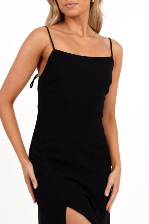Sawyer Midi Slip Dress – Black