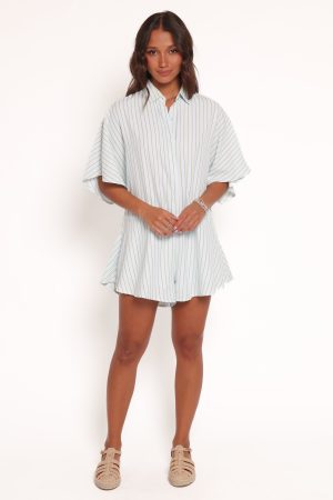 Sebastian Romper – Green Blue Stripe