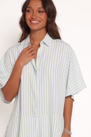 Sebastian Romper – Green Blue Stripe