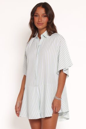 Sebastian Romper – Green Blue Stripe