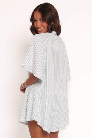 Sebastian Romper – Green Blue Stripe