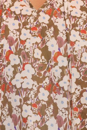 Selmah Long Sleeve Top – Cream Olive Orange