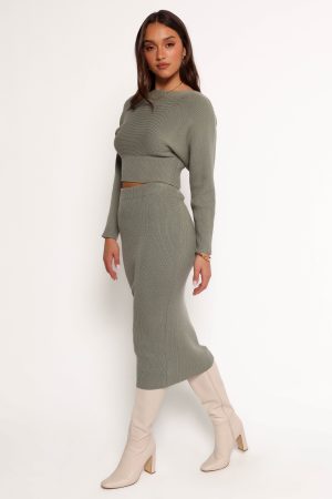 Serena Knitted Set – Olive