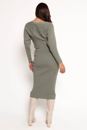 Serena Knitted Set – Olive