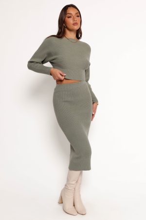 Serena Knitted Set – Olive