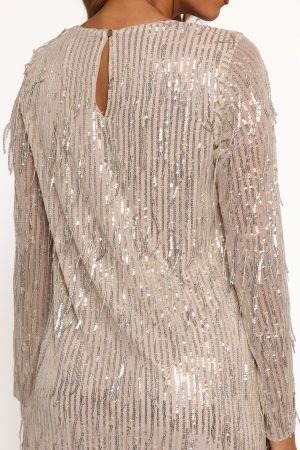Serena Sequin Mini Dress – Nude/Silver
