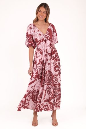 Shanae Maxi Dress – Pink Brown Paisley