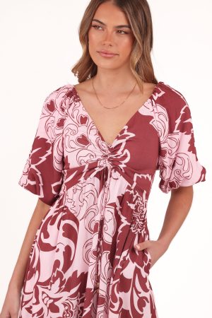 Shanae Maxi Dress – Pink Brown Paisley