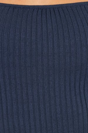 Shani Ribbed Knit Top – Dusty Blue