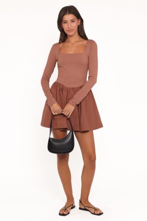 Sheena Long Sleeve Mini Dress – Mocha
