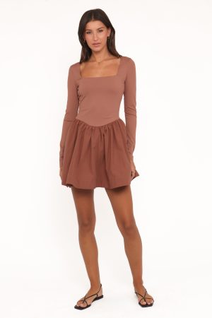 Sheena Long Sleeve Mini Dress – Mocha