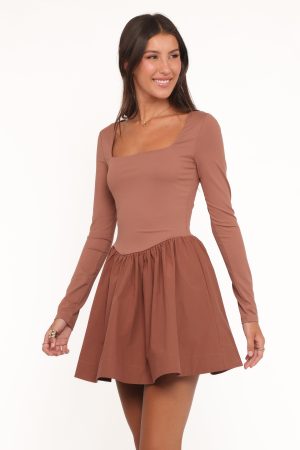 Sheena Long Sleeve Mini Dress – Mocha