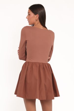 Sheena Long Sleeve Mini Dress – Mocha