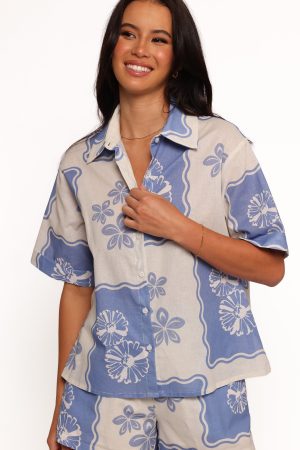 Shellie Short Sleeve Shirt – Blue Dahlia