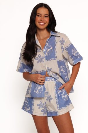 Shellie Short Sleeve Shirt – Blue Dahlia