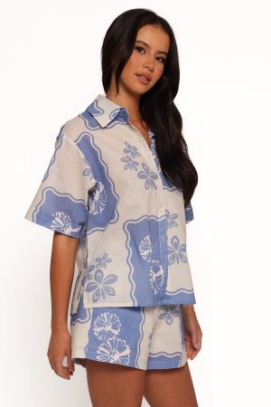 Shellie Short Sleeve Shirt – Blue Dahlia