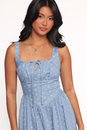 Shelton Mini Dress – Floral Denim
